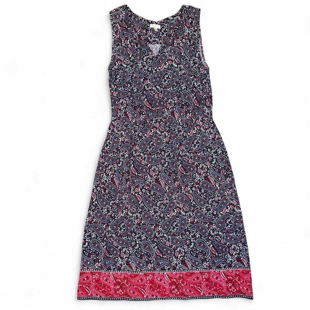 Talbots Women’s Patriotic Paisley Bandand Print Sleeveless Shift Dress  Sz 6
